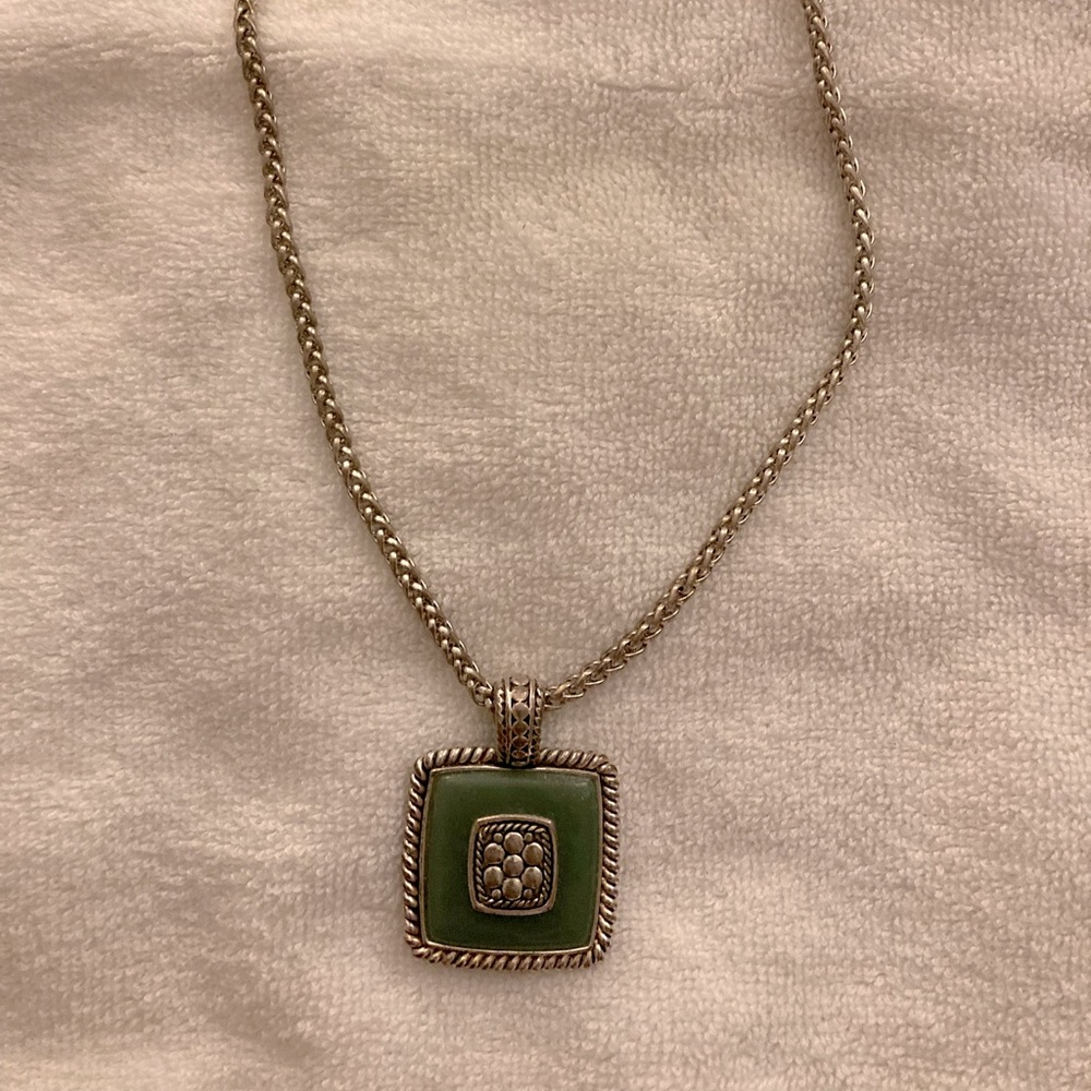 Great necklace for work, or fun. A great green and silver combo!